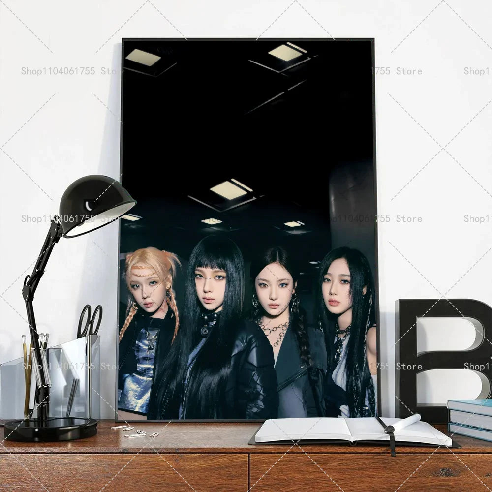 Aespa Kpop Girl Group Poster – Self-Adhesive Waterproof Wall Sticker