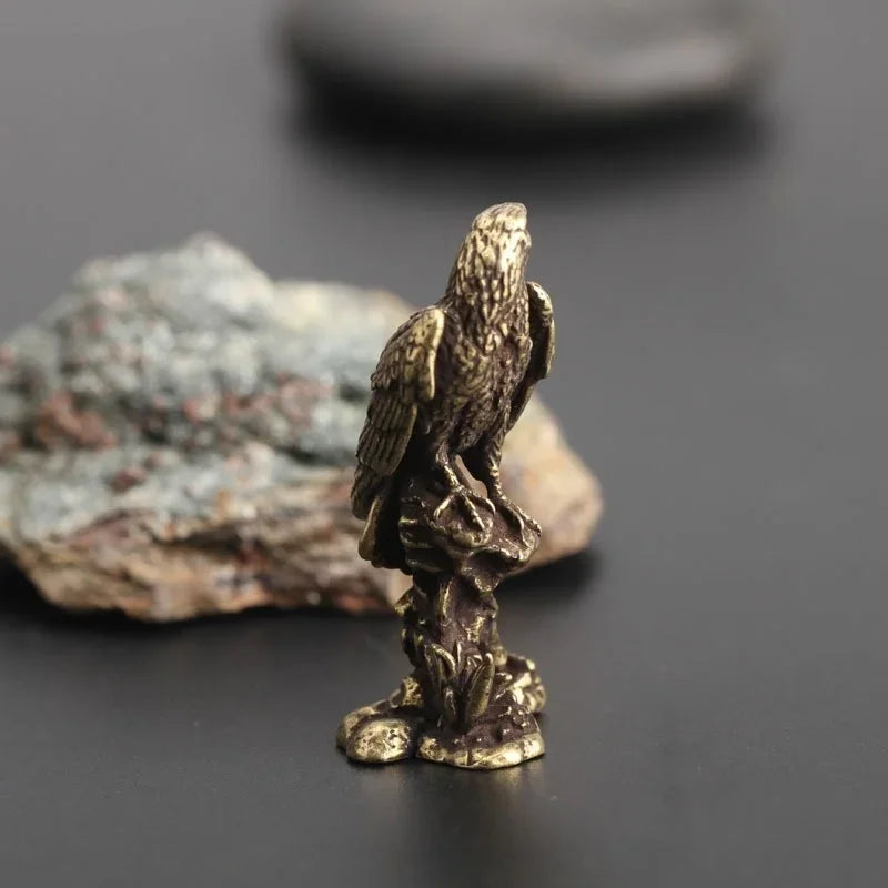 Vintage Brass Eagle Miniature Statue – Handmade Bird Figurine