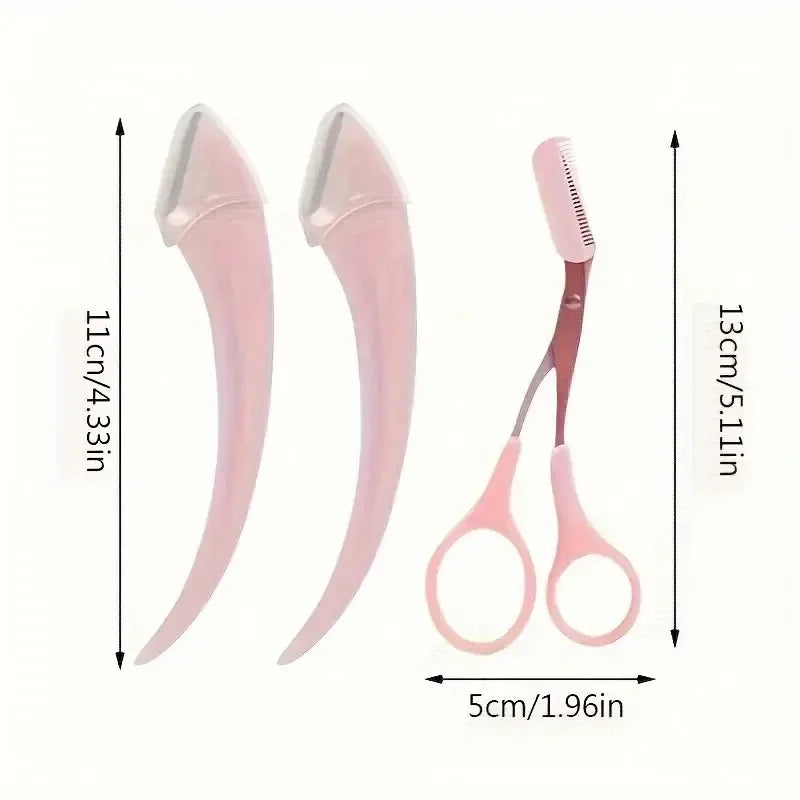 Eyebrow Trimmer Set – Curved Razor & Scissors with Comb