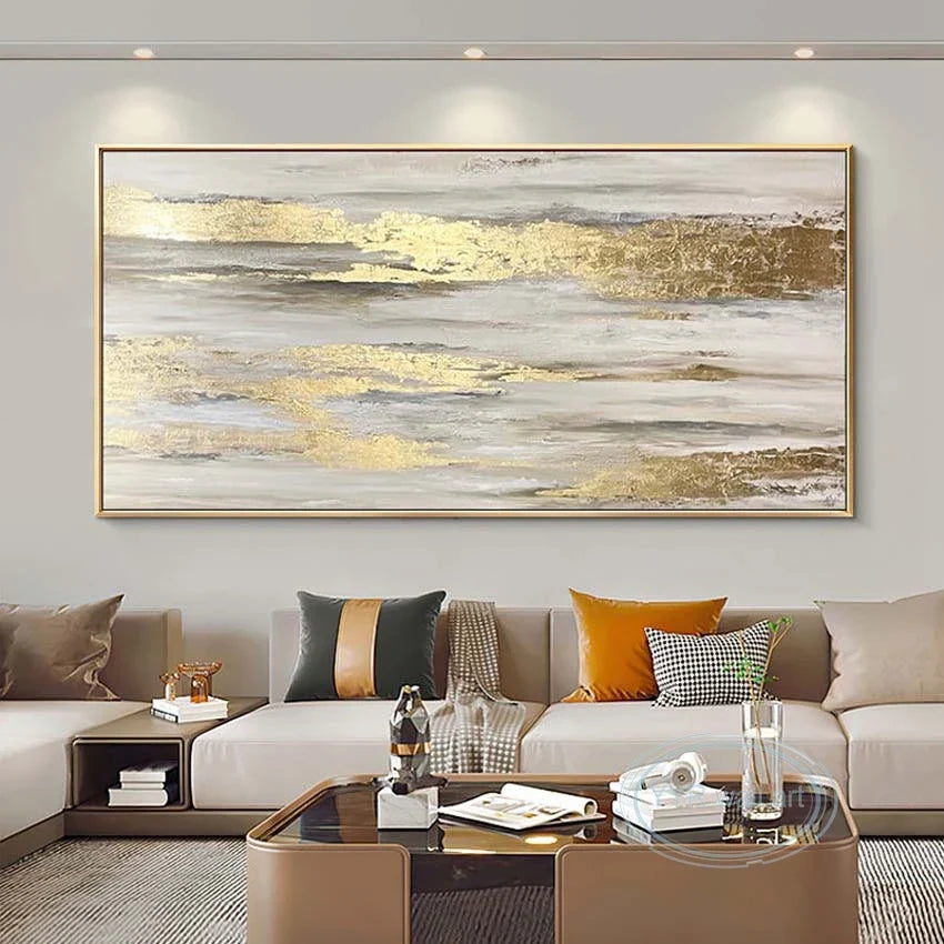 Abstract Gold Foil Handmade Oil Painting | Modern Canvas Wall Art