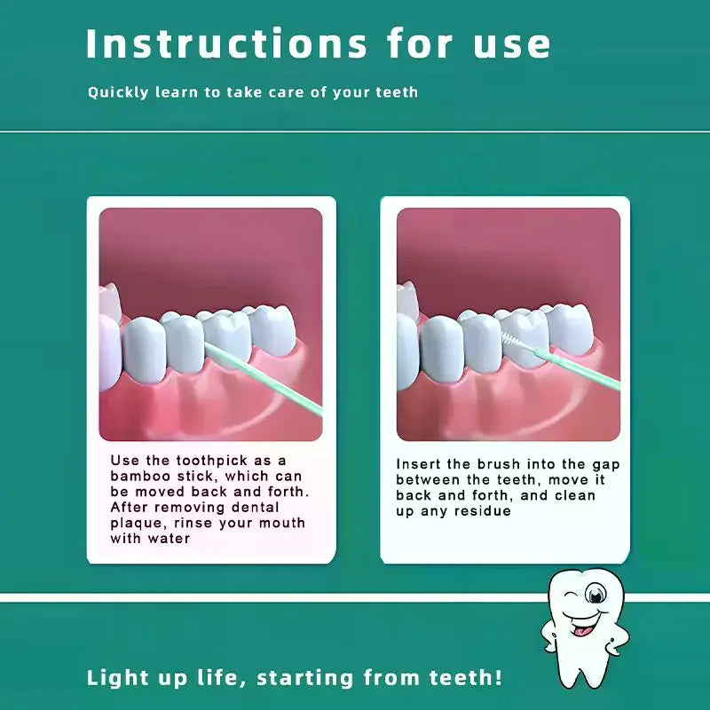 200pcs Disposable Floss Toothpick Brushes | Double-Head Dental Picks