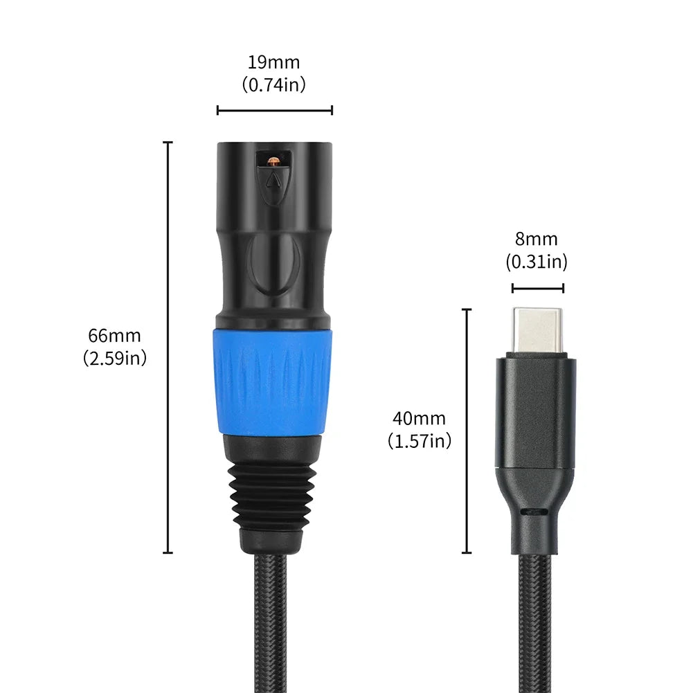 USB-C to XLR Male Cable | 24Bit/96kHz DAC, Plug & Play