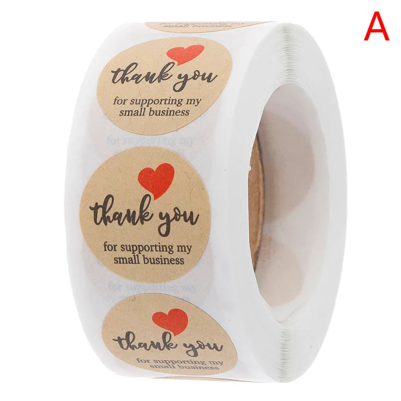 500 Thank You Stickers – Round Kraft Paper Seal Labels Roll