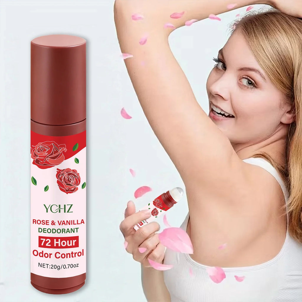 Rose Vanilla Jasmine Roll-On Deodorant | 72-Hour Plant-Based