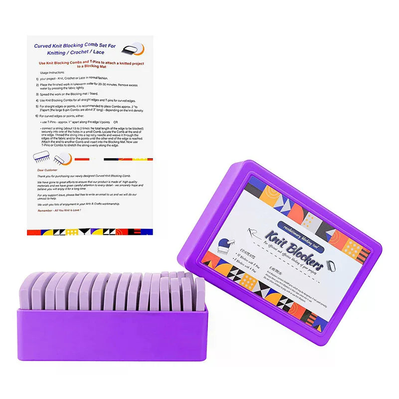 20-Piece Knit Blocking Combs & Pins Set – 2 Sizes DIY Kit