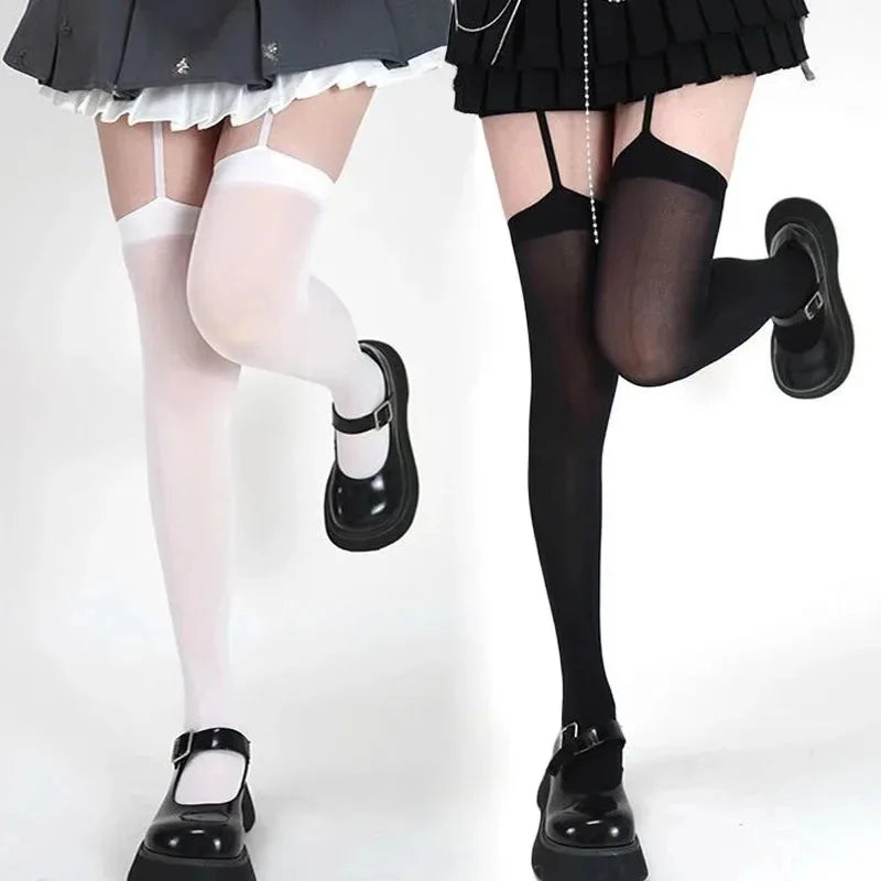 Thigh High Stockings with Garters | Y2K Lolita Over-Knee Socks