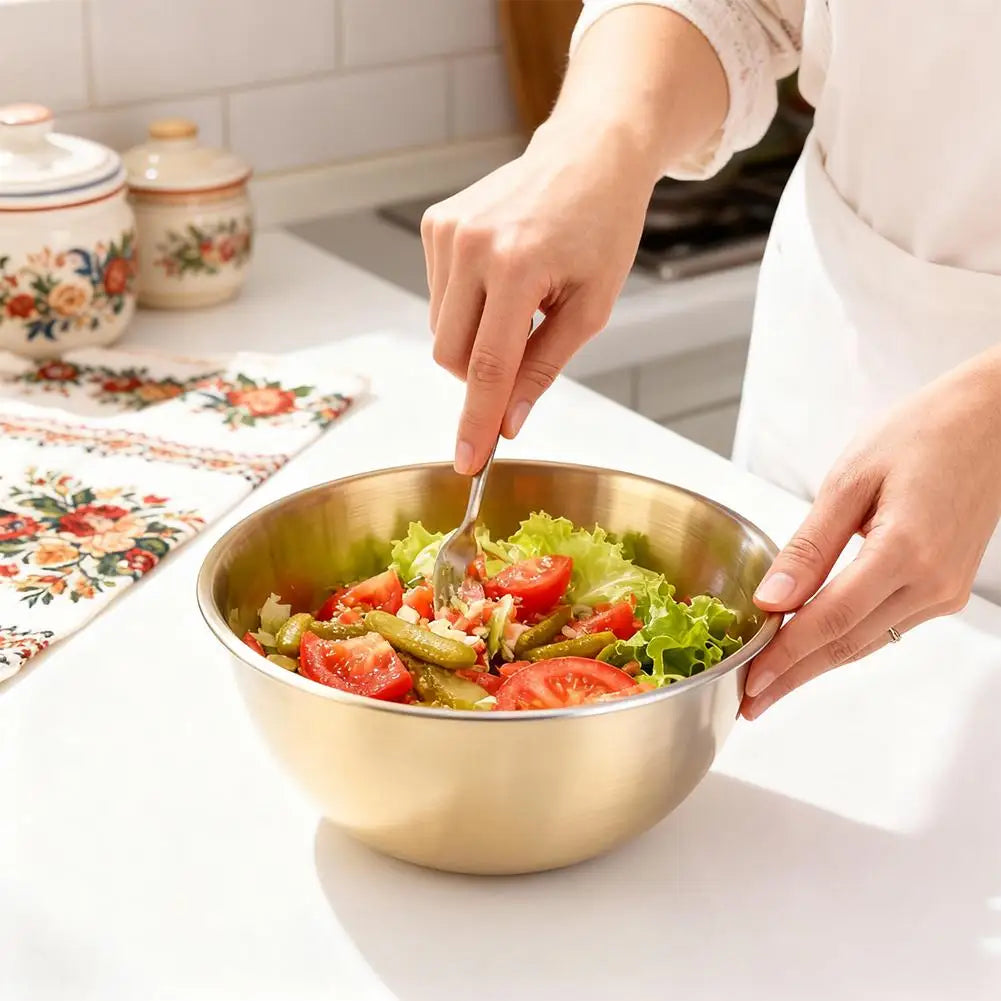 Korean 304 Stainless Steel Bowl Food Grade Round Mixing Salad