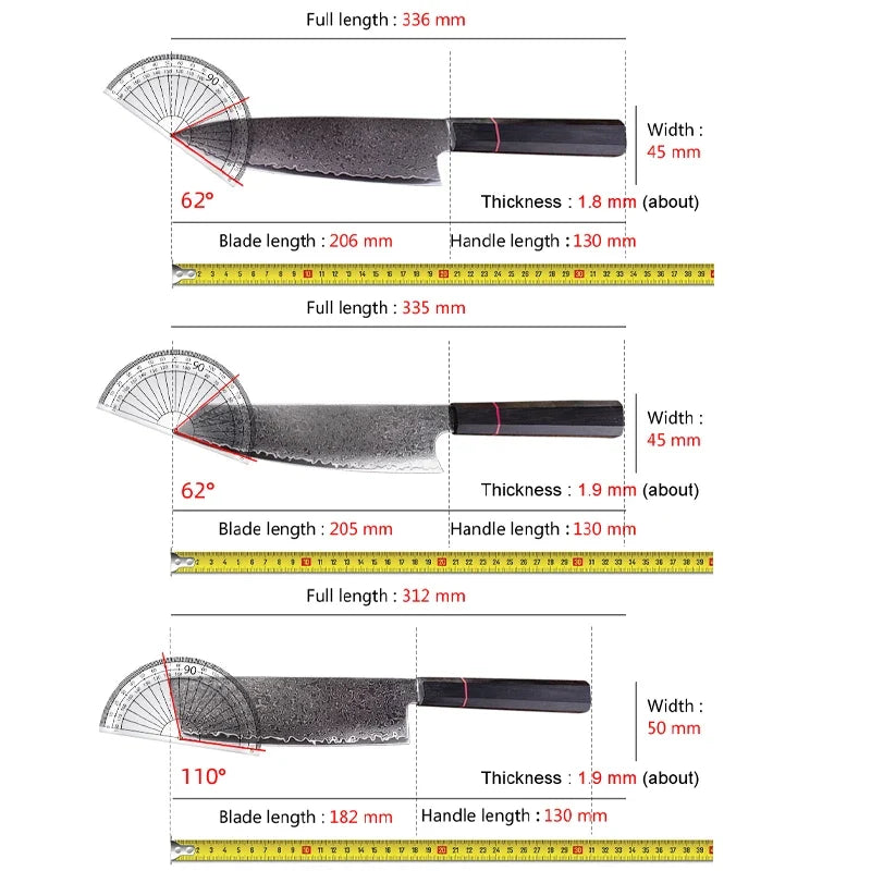 67-Layer Damascus Steel VG10 Chef Knife – Japanese Kitchen Set