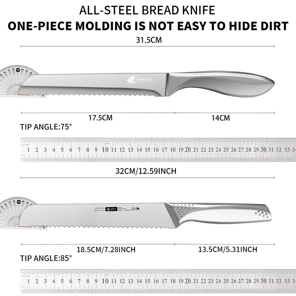 PLYS Stainless Steel Bread Knife – Cake, Fruit & Baking Slicer