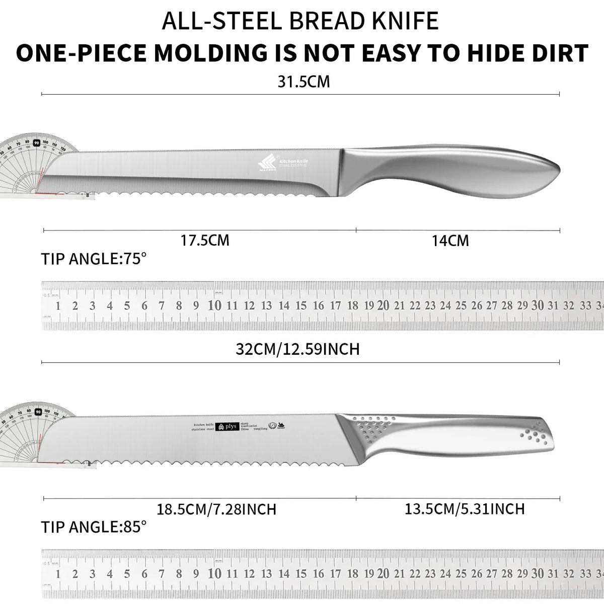 PLYS Stainless Steel Bread Knife – Cake, Fruit & Baking Slicer