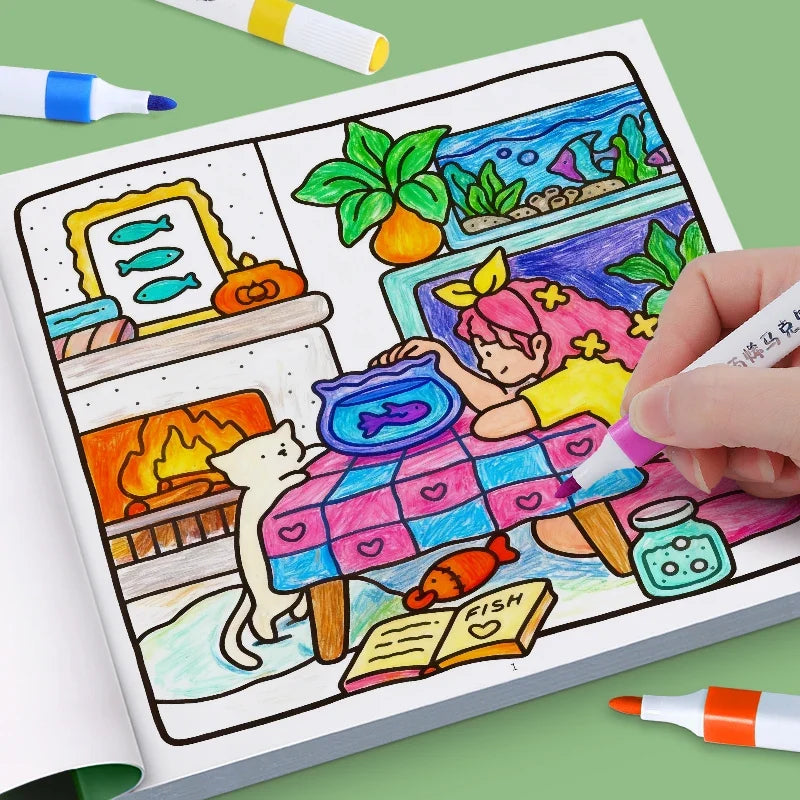 Children's Painted Painting Book Girl Moments Cute Comfy Coloring
