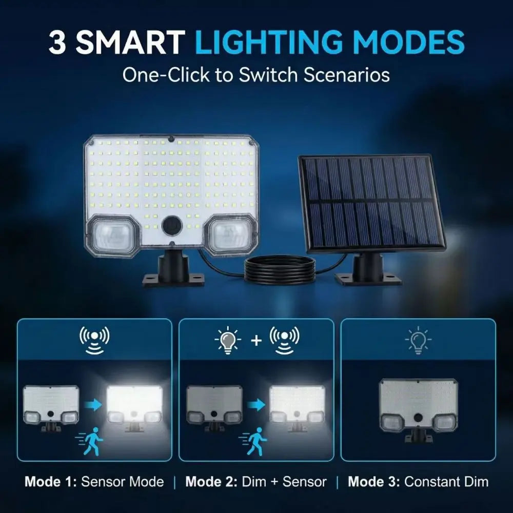 Solar Motion Sensor Wall Light – 3 Mode 144 LED IP65 Waterproof