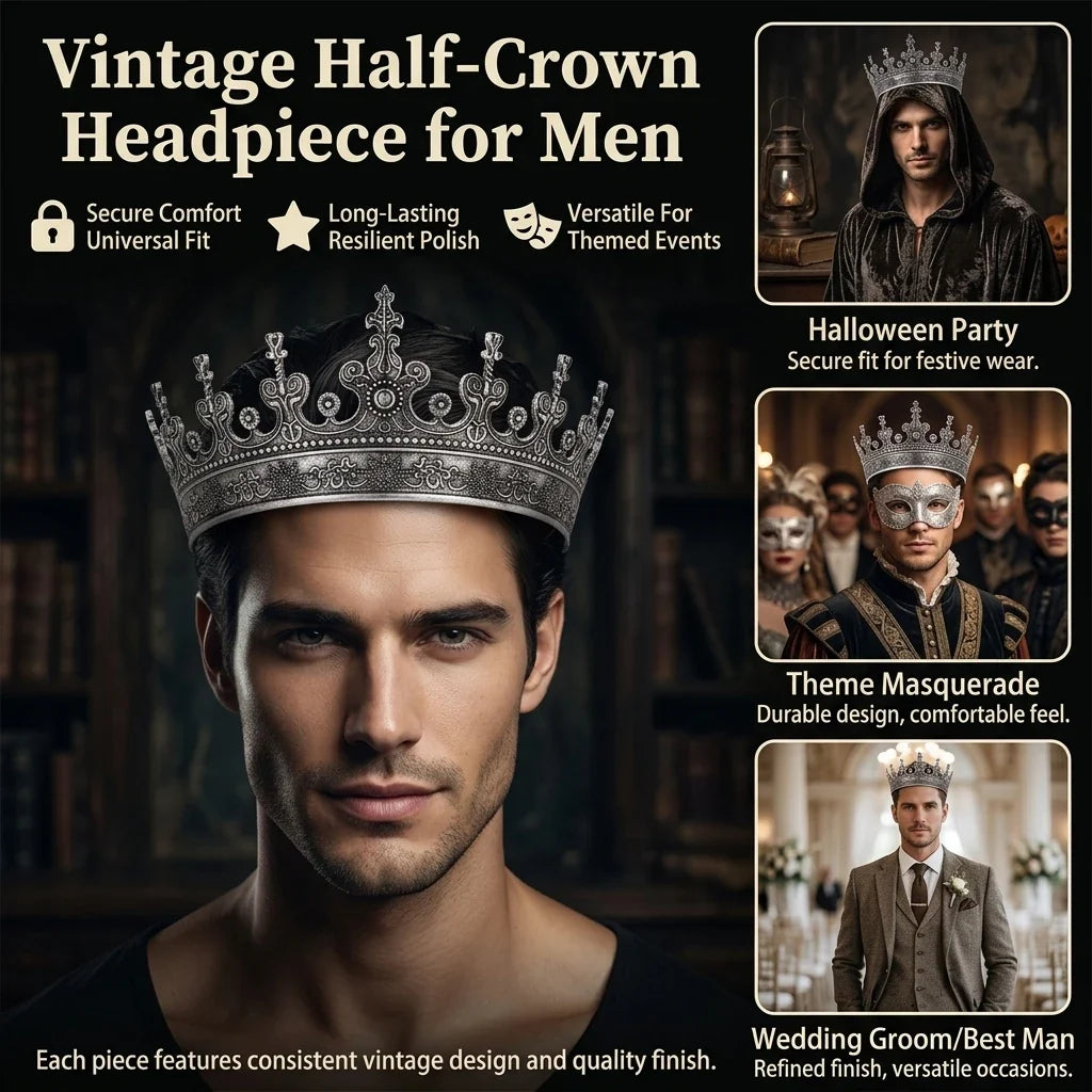 Men's Retro Alloy Crown Headpiece | Vintage Wedding Tiara