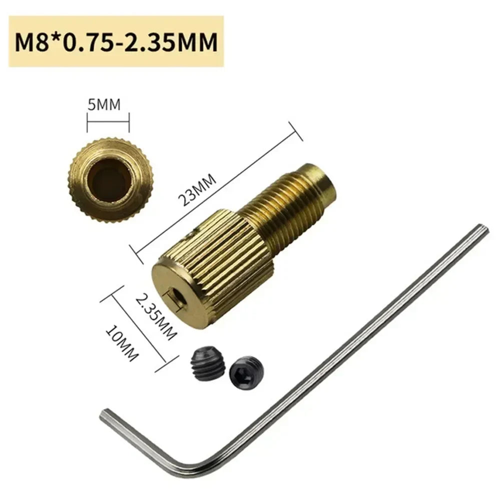 7-Pc Brass Mini Drill Chuck Collet Set – 2.35mm Motor Shaft