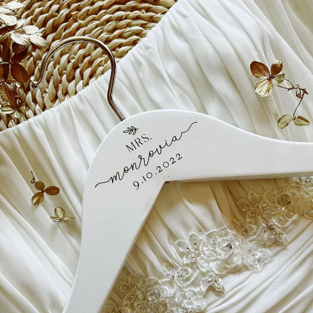 Personalized Mr & Mrs Engraved Wood Hangers – Wedding Gift Set
