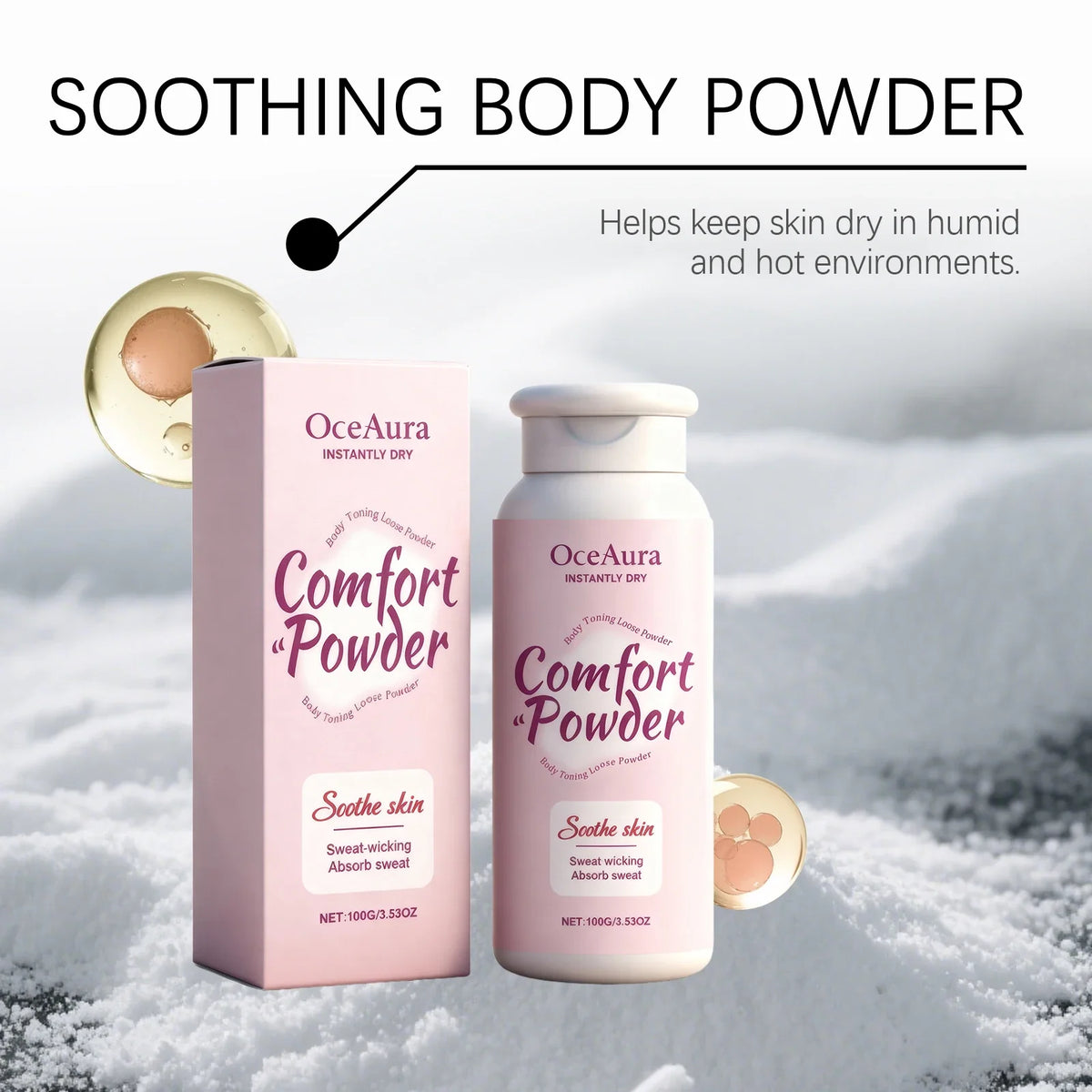 Talc-Free Instant Dry Body Powder | Sweat Absorbing Summer Care