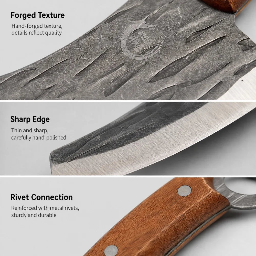 PLYS Forged Cleaver Knife – Stainless Steel & Wood Handle