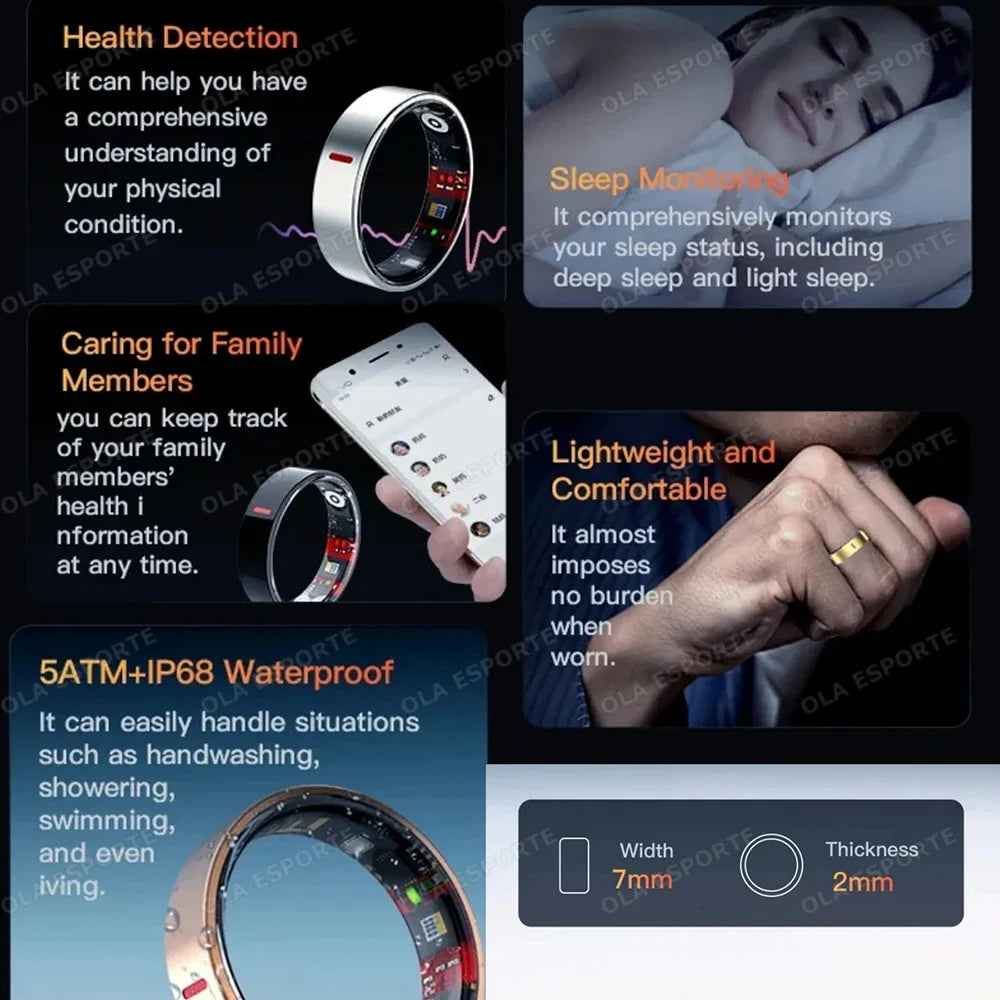 Men Women Smart Ring Health Monitoring Sport Tracker Step Count Rings