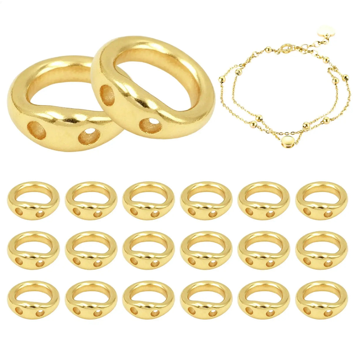 20pcs Copper Double Hole Jump Rings for Jewelry Making