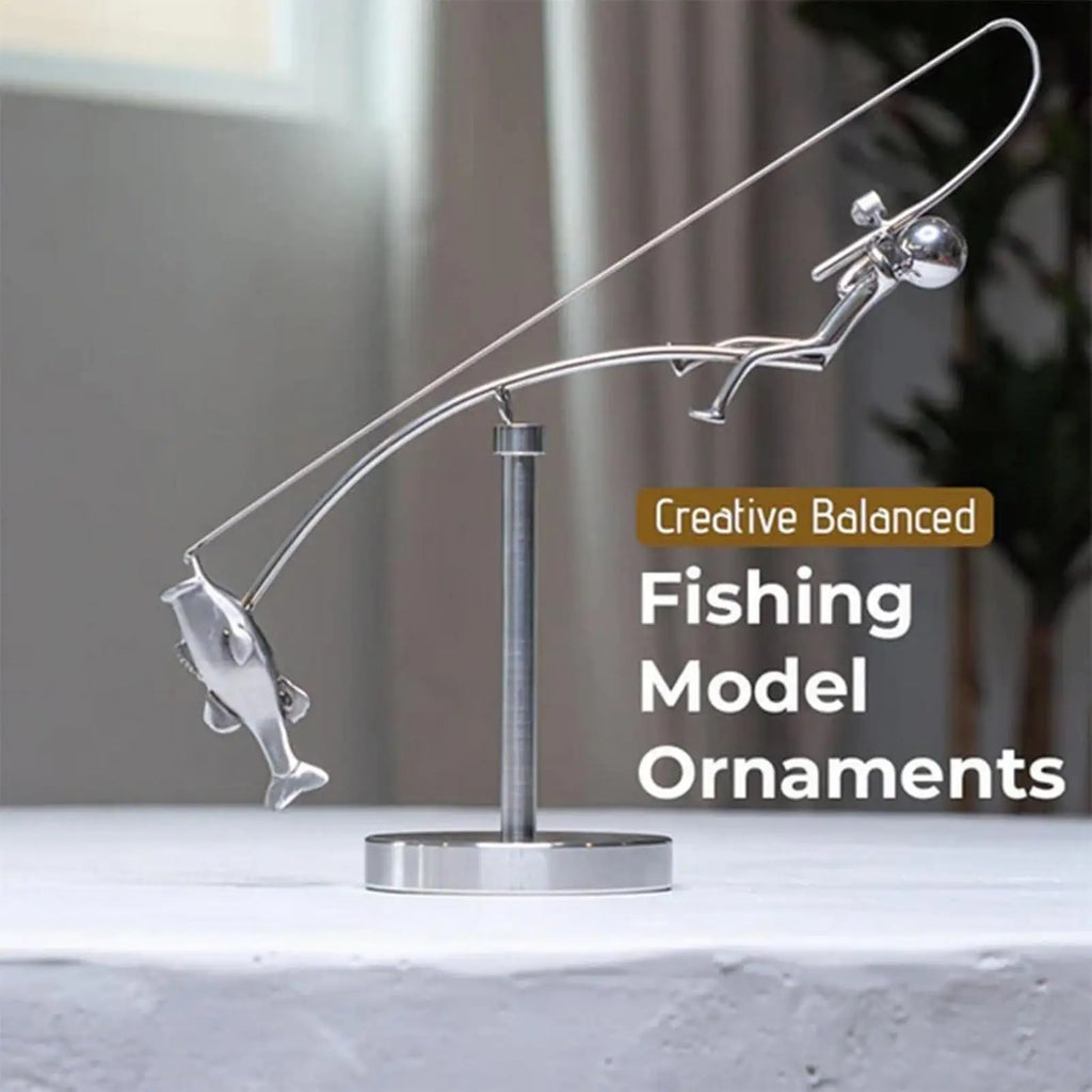 Fisherman Figurine Metal Fishing Sculpture Collectible Figurines Desk