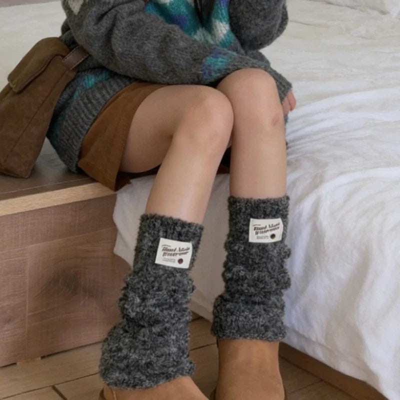 Korean Marshmallow Patch Thick Slouch Socks | Leg Warmers