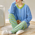 Women's Fleece Striped Pajama Set – Soft 2-Piece Winter Loungewear