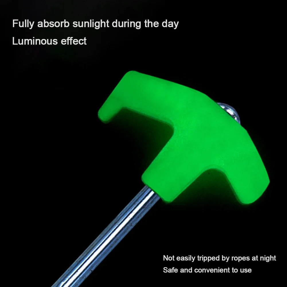 Screw Tent Stakes 8 M8 Carbon Steel Spiral Pegs Hex Socket Luminous