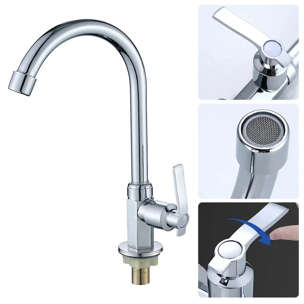 Zinc Alloy Single Handle Cold Water Kitchen & Bathroom Faucet