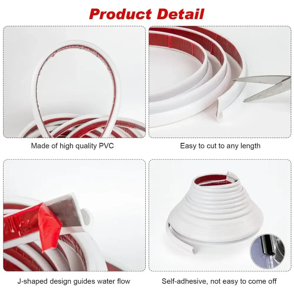 1 5 6M RV Rain Gutter Silicone Rubber Self-adhesive Backing Weather