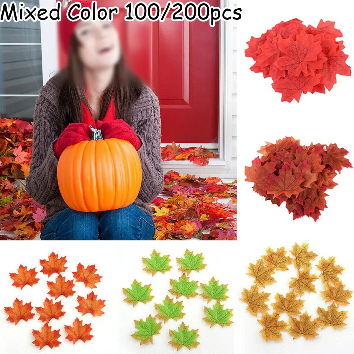 Artificial Autumn Maple Leaves 100/200pcs – Fall Wedding Decor