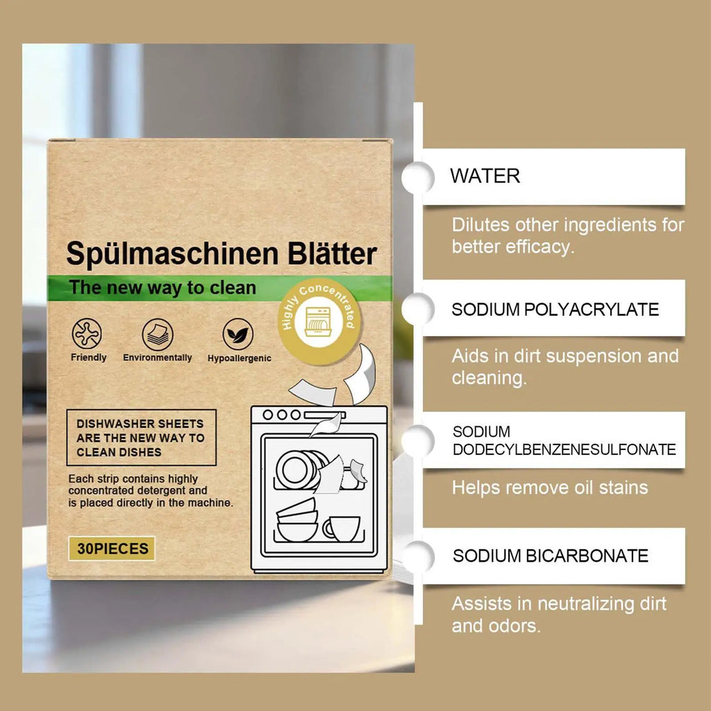 Dishwasher Cleaner Tablets 30-Pack – Degreaser & Odor Eliminator