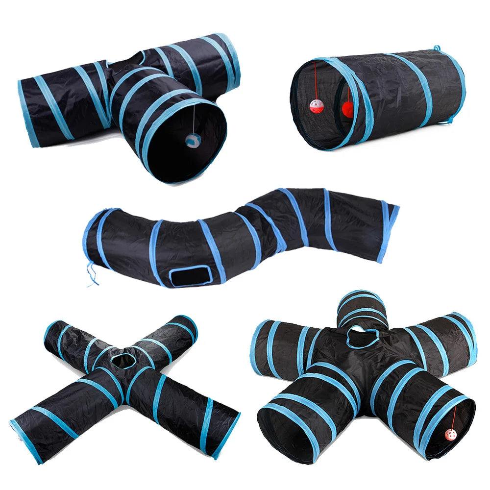 Cat Tunnel Tube Kitty Bored Pet Toys Peek Hole Toy
