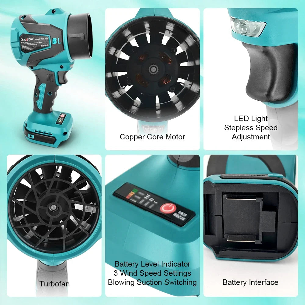 3-Speed Brushless Cordless Turbo Air Blower for Makita 21V