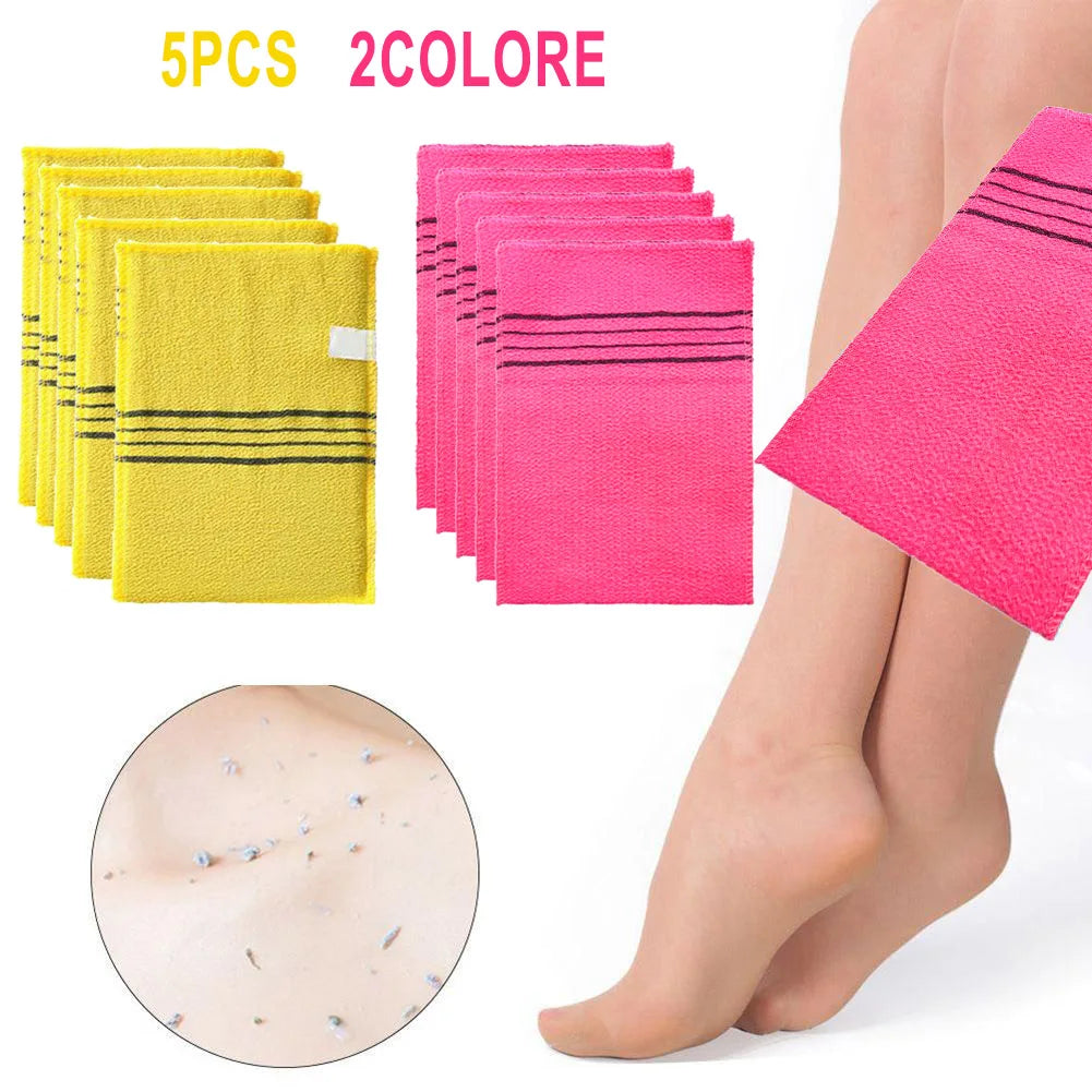 Korean Exfoliating Bath Washcloth Body Scrub Towel 5 Pack