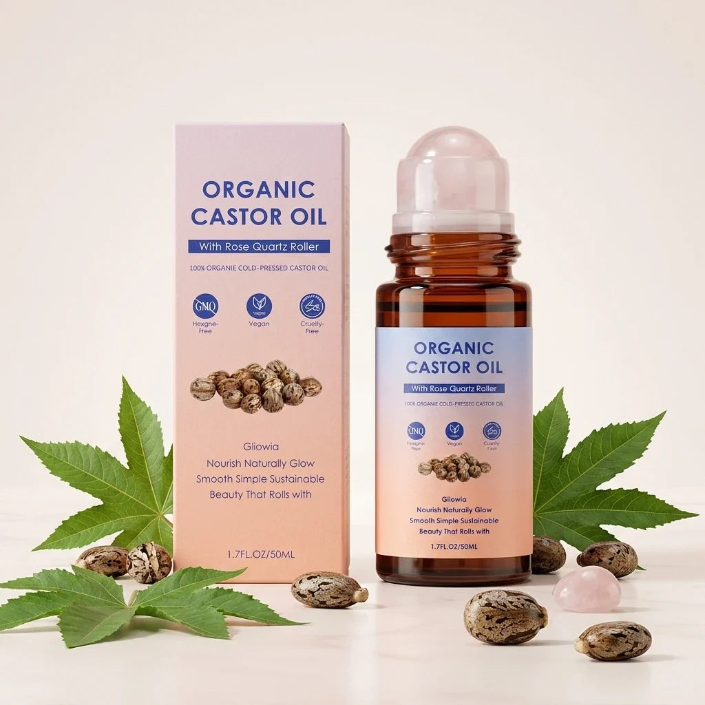 Organic Castor Oil Rose Quartz Roller Ball | 50ml