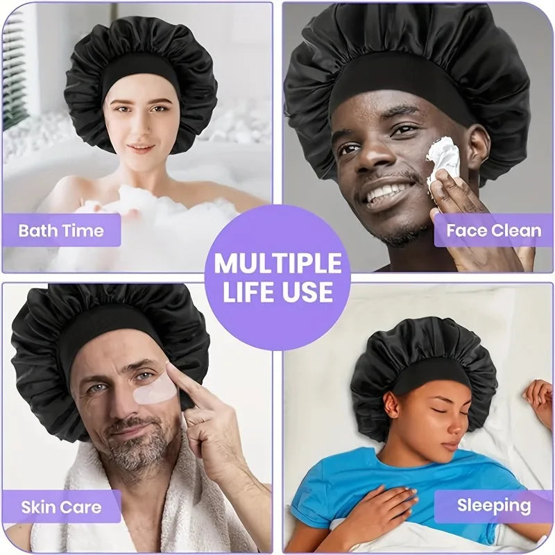 Silk Satin Sleep Bonnet – Wide Soft Band for Curly Hair