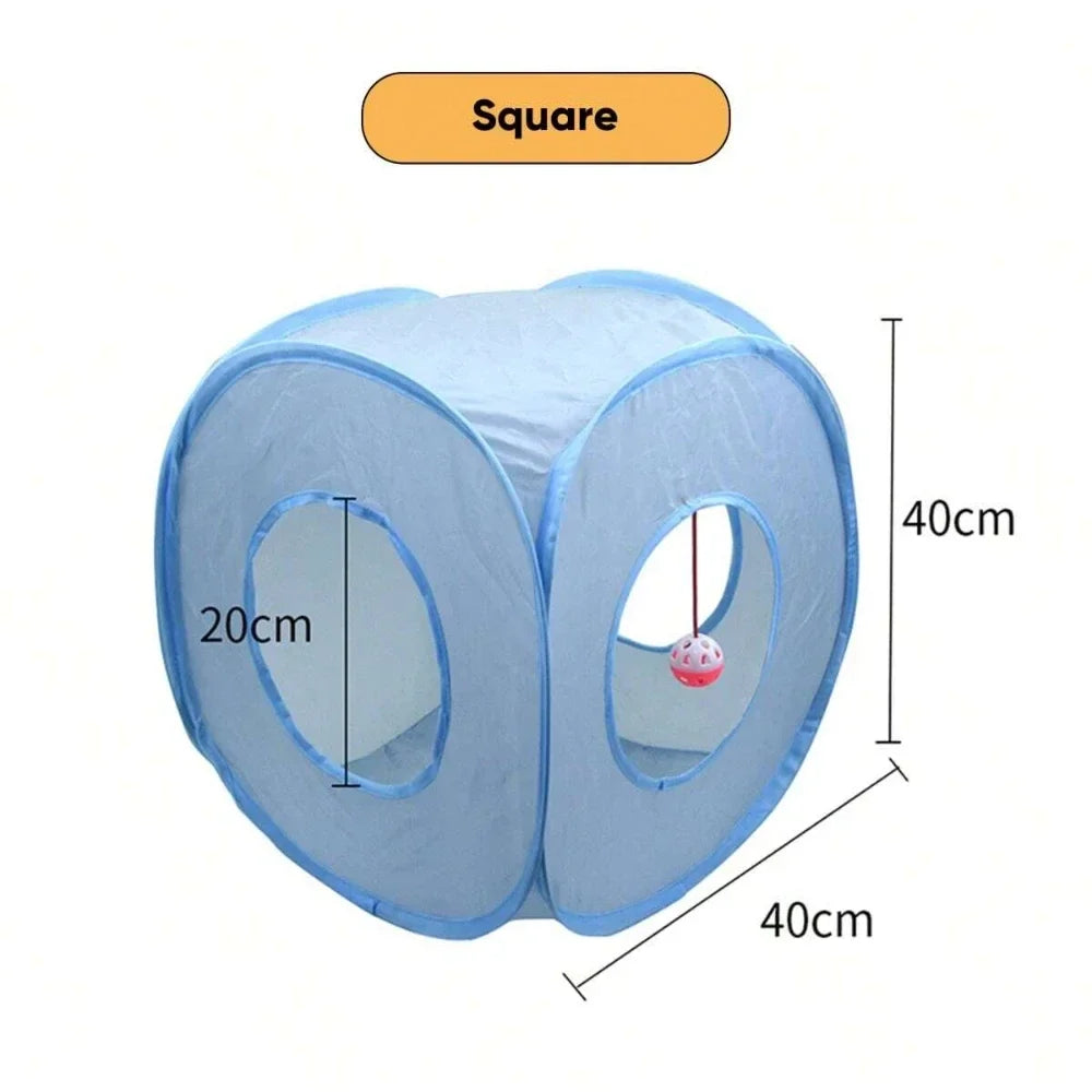 3-Way Foldable Cat Tunnel Toy with Peep Hole | Interactive