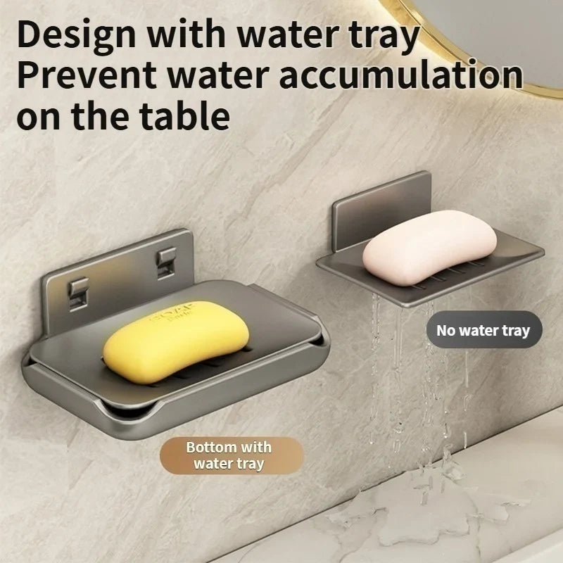 No-Drill Bathroom Corner Soap Holder – Metal Wall Mount Rack