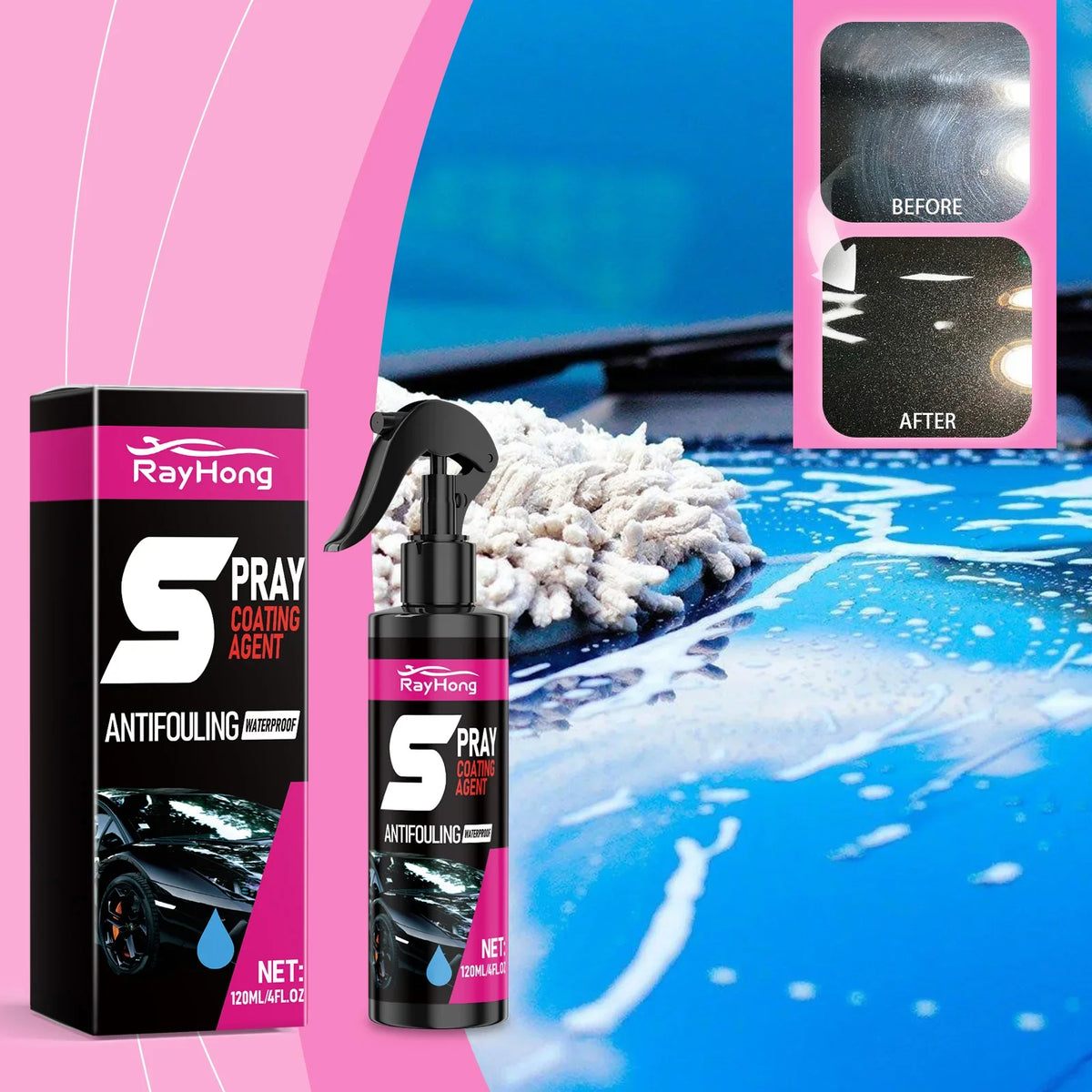 RayHong Car Coating Spray – Antifouling & Brightening 120ml