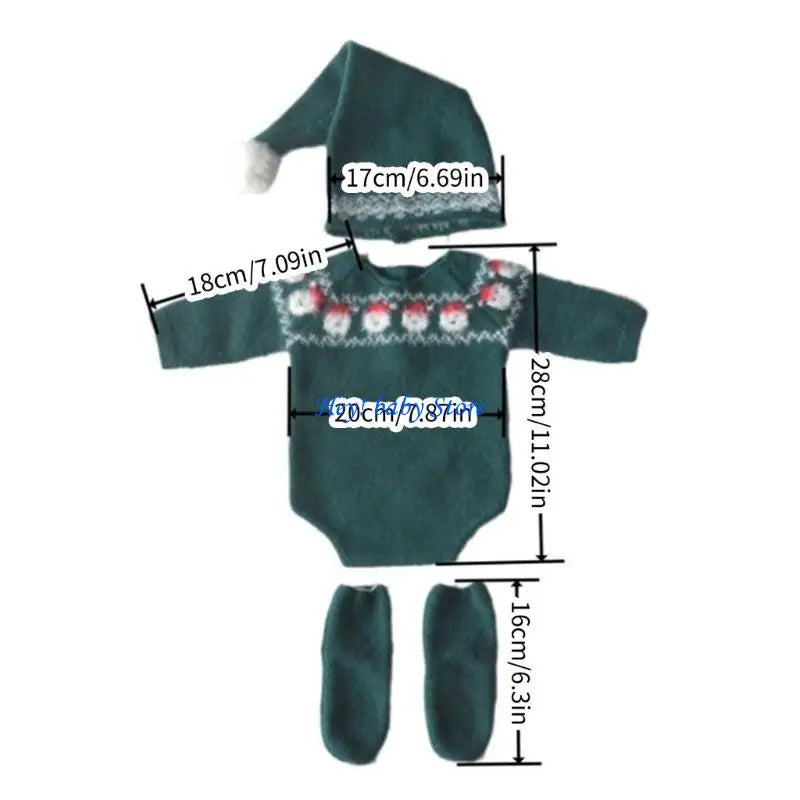 Newborn Knitted Romper Hat & Socks Set | Baby Photo Outfit