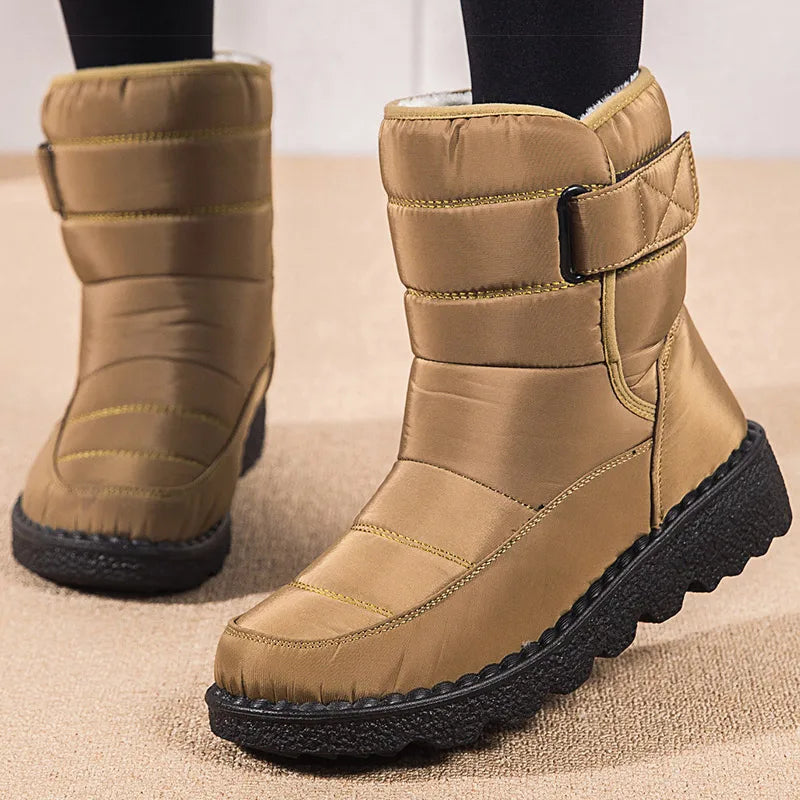 Women's Waterproof Snow Boots – Fur-Lined Ankle Boots Korea Style