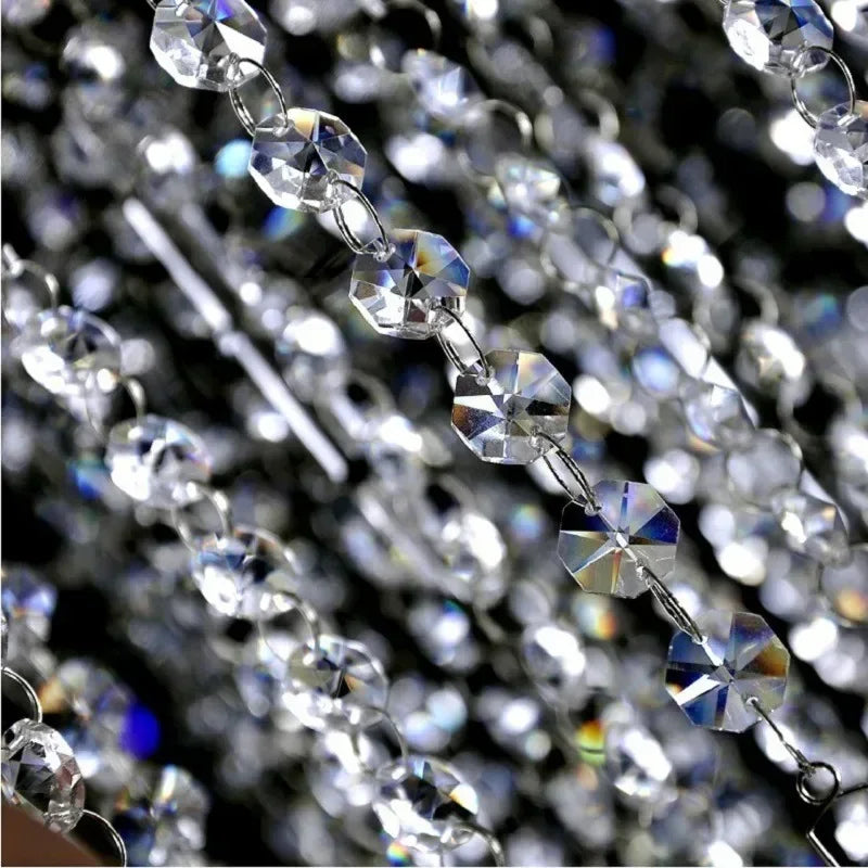 Long Octagon Beads Silver Rings Hooks Crystal Chandelier Chain