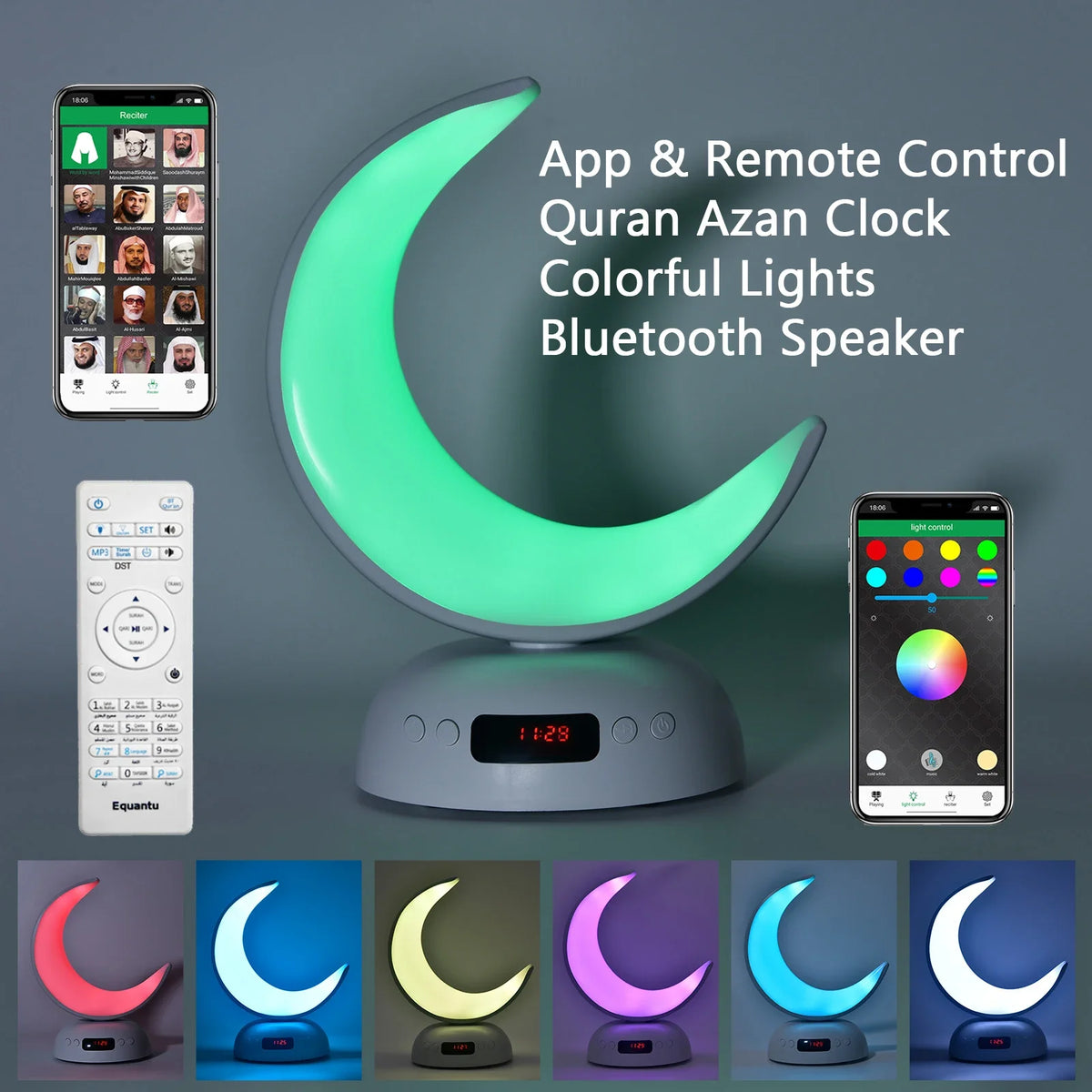 AyeBeau Quran Azan Clock Bluetooth Speaker & Night Light