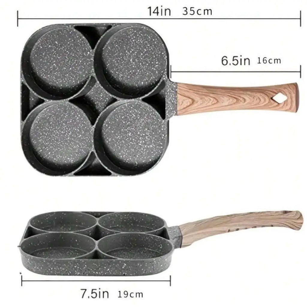 Frying Pan Non-stick Ham Pancake Maker Egg Burger Wooden Handle