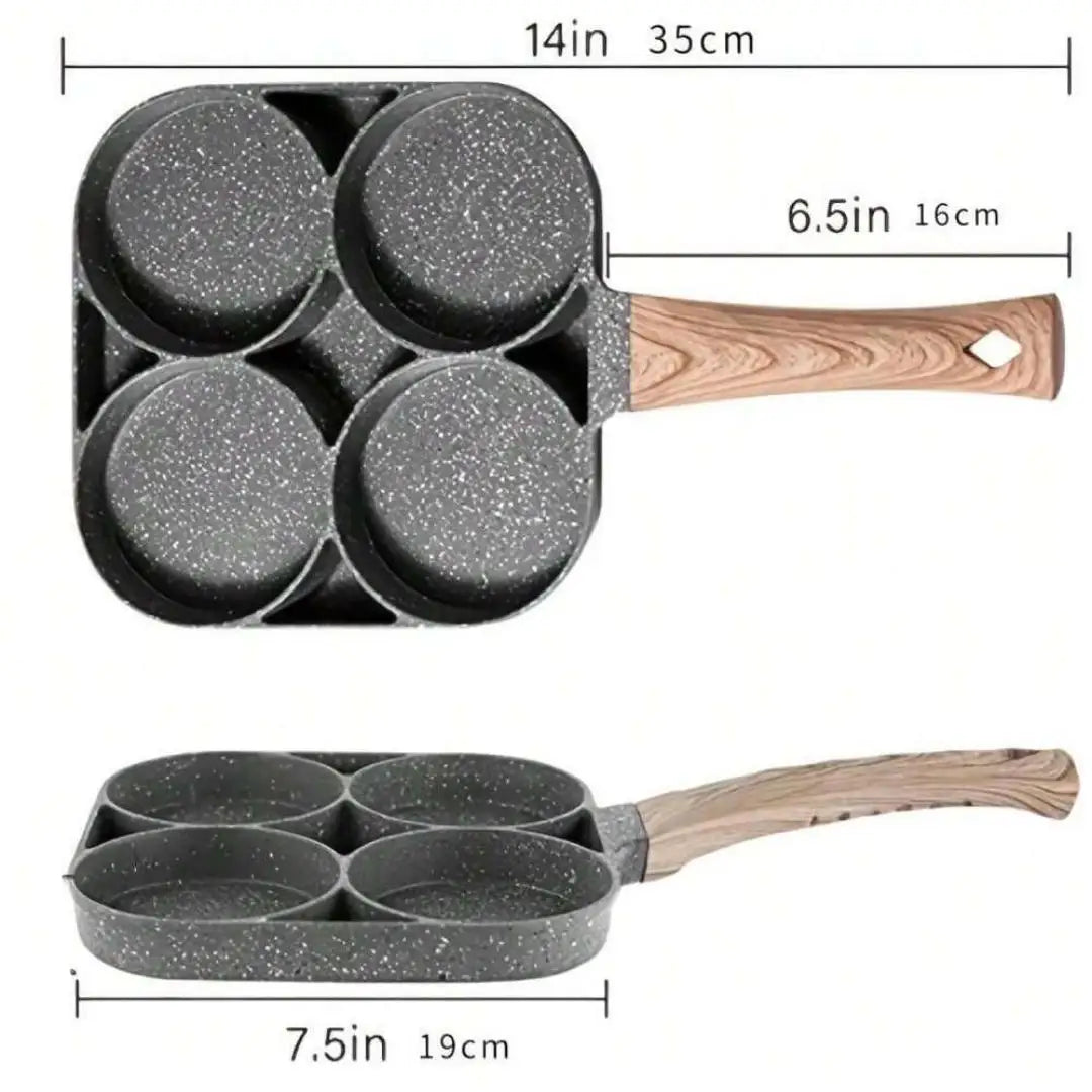 Frying Pan Non-stick Ham Pancake Maker Egg Burger Wooden Handle