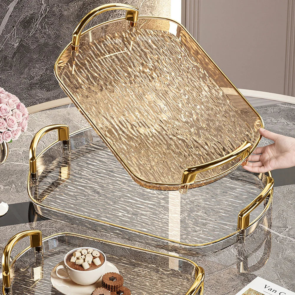 Clear Plastic Serving Tray with Handles | Large Food Platter
