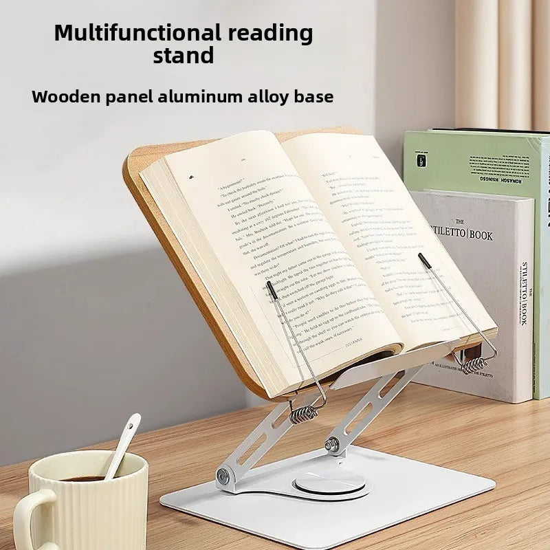Music Stand Laptop Lifting Rotating Base Wooden Board Page Clip That