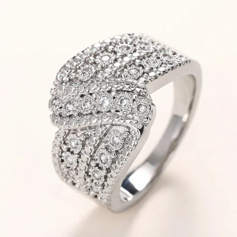 Huitan Knot Wedding Ring – Cubic Zirconia for Women | Size 5–14