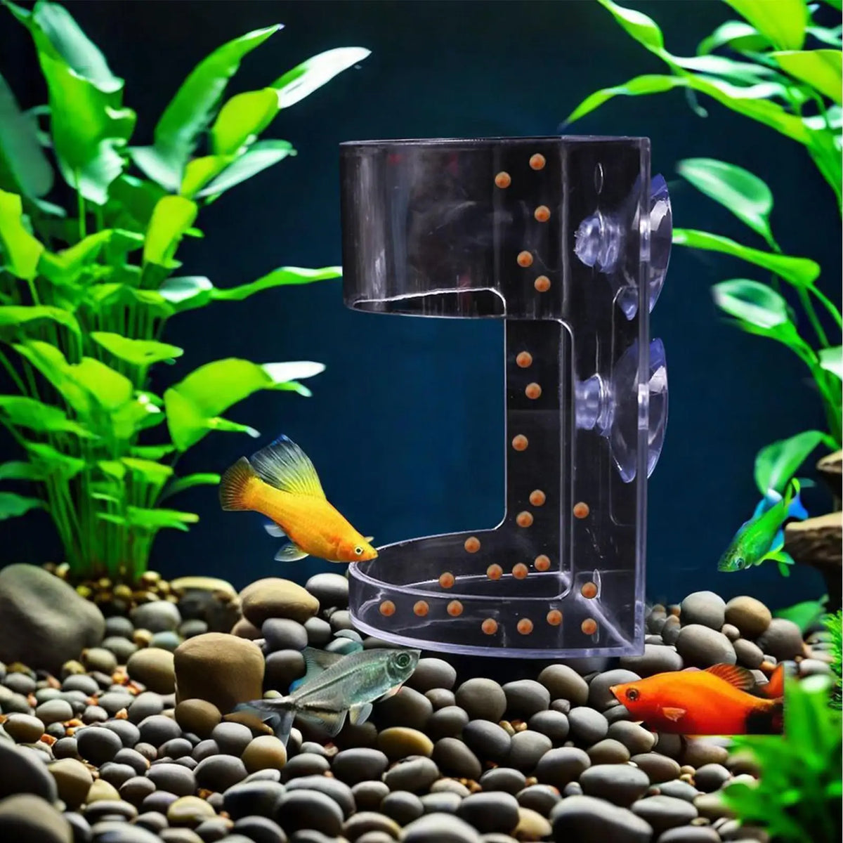 Fish Food Dispenser Transparent Feeding Dish Large Capacity