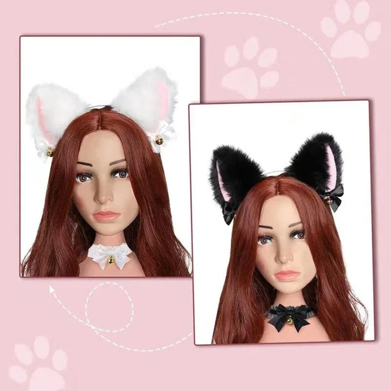 Cat Ear Headband & Bow Tie Necklace Set – Cosplay Costume